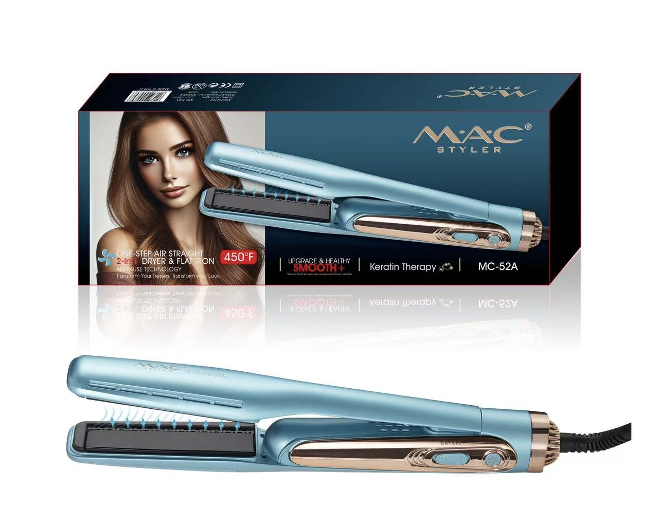 Lisseur-Sèche-Cheveux 2-en-1 à Technologie Avancée – Jusqu’à 450°F - Image 1